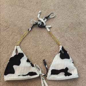 Black and White Cow Print Bikini Top